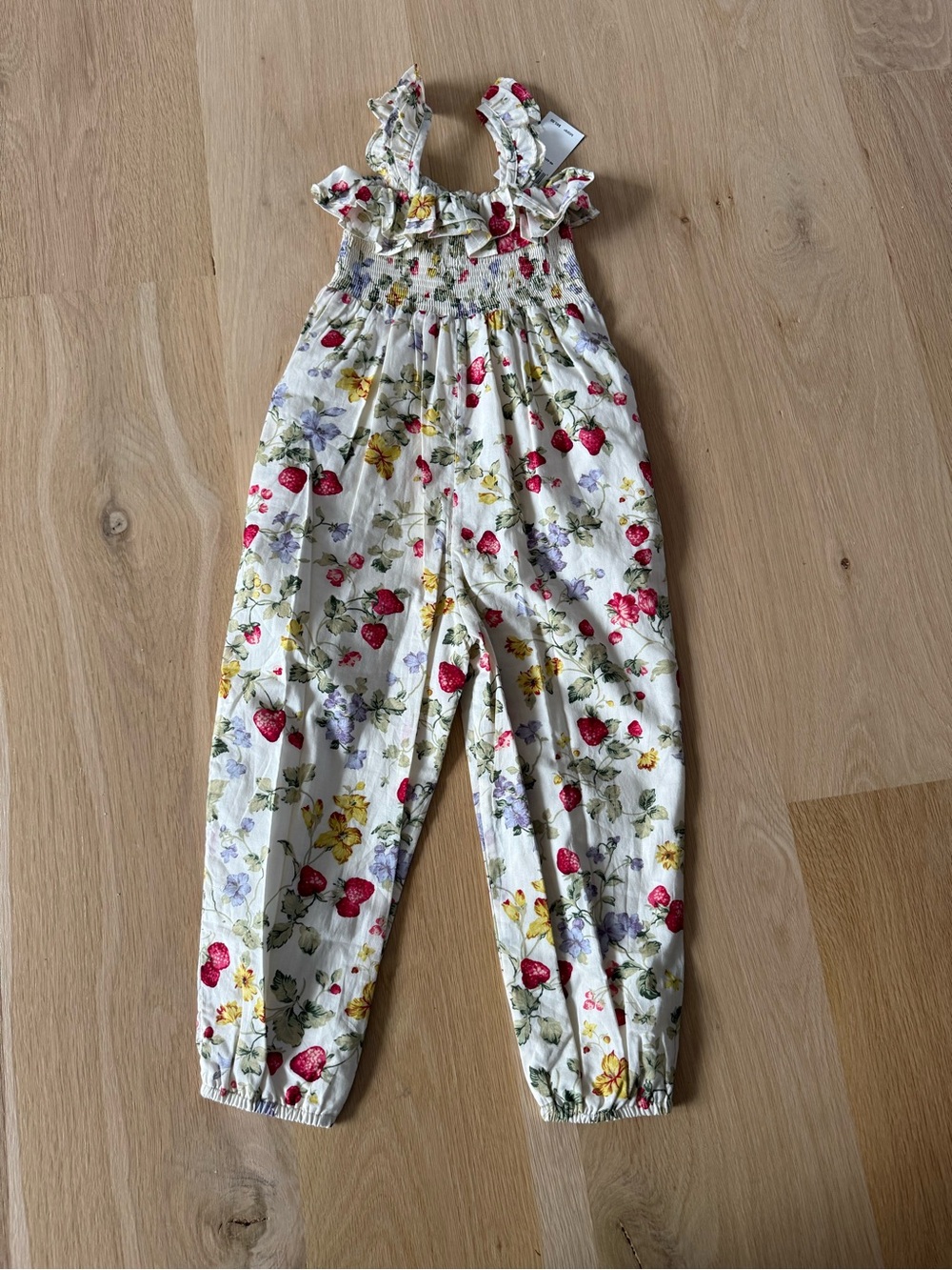 Ralph Lauren Cream Floral & Strawberry Print Girls' One-Piece - Picture 9 of 13